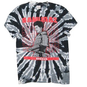 Samurai Shogun Grey Scale Tye Dye Graphic Tee Mens Small 100% Cotton